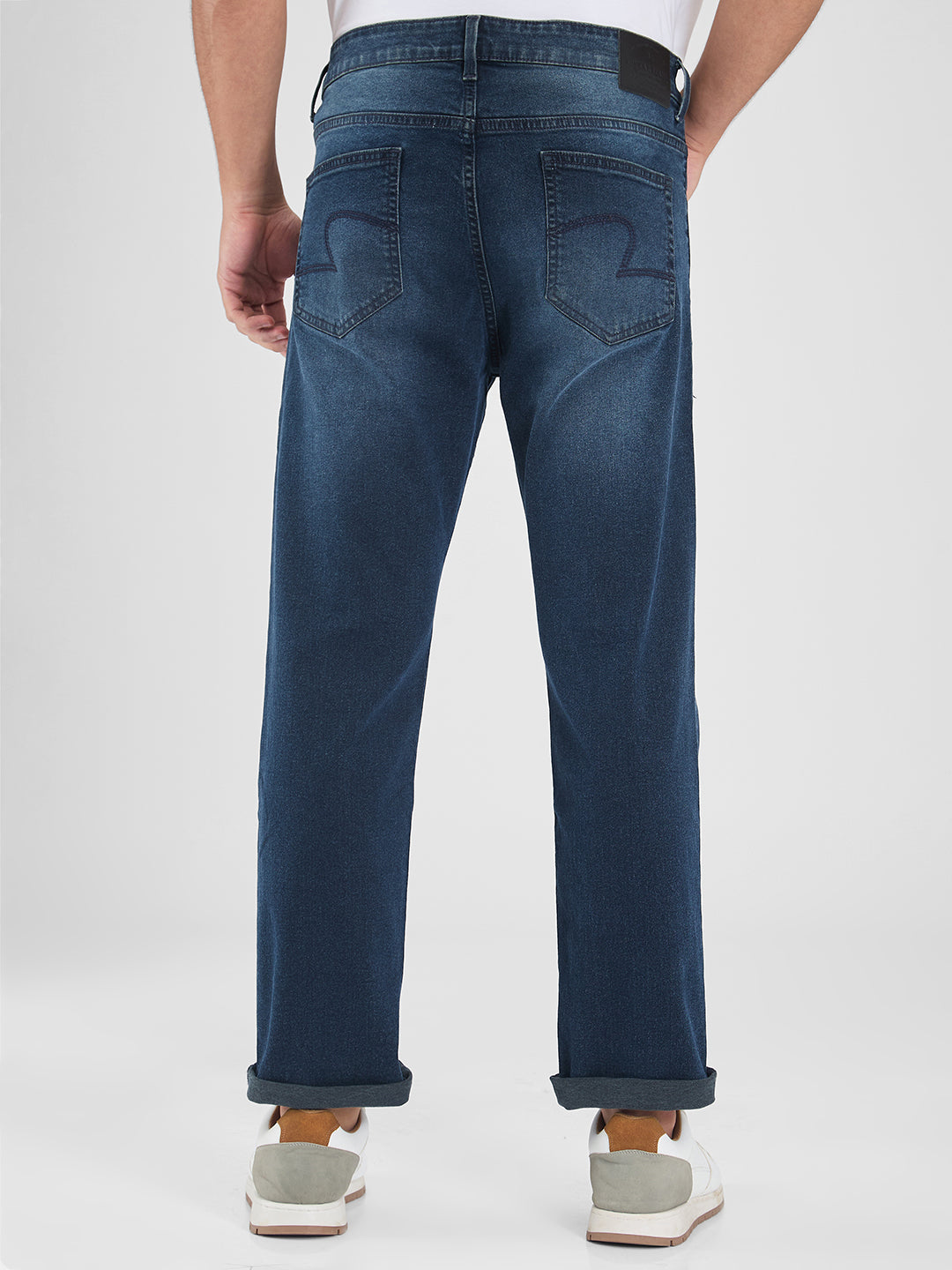 Spykar Blue Comfort Fit Mid Rise Jeans For Men