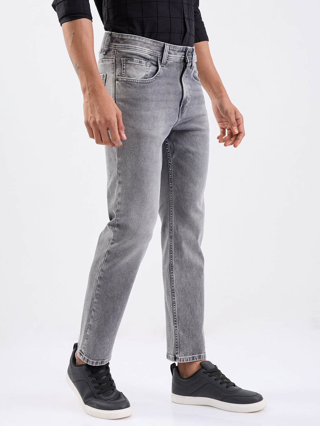 Spykar Grey Mid Rise Comfort Fit Casual Jeans For Men