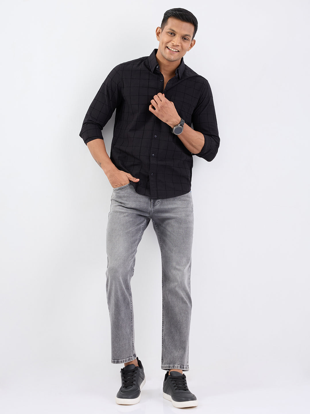 Spykar Grey Mid Rise Comfort Fit Casual Jeans For Men