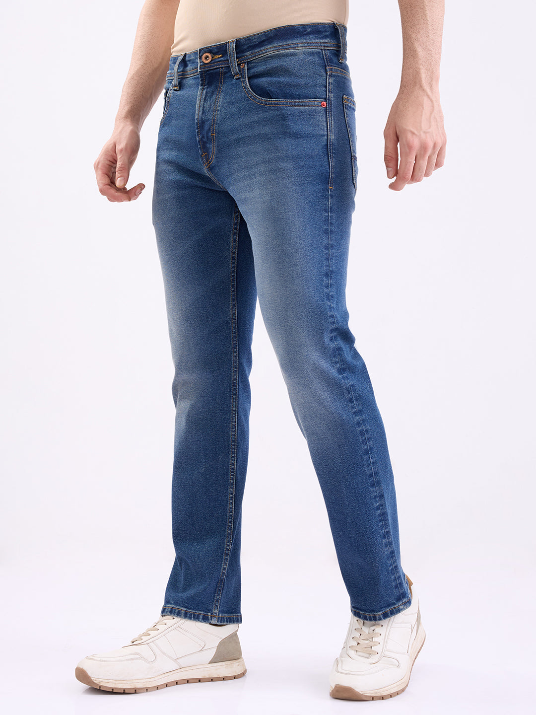 Spykar Vintage Blue Mid Rise Comfort Fit Casual Jeans For Men
