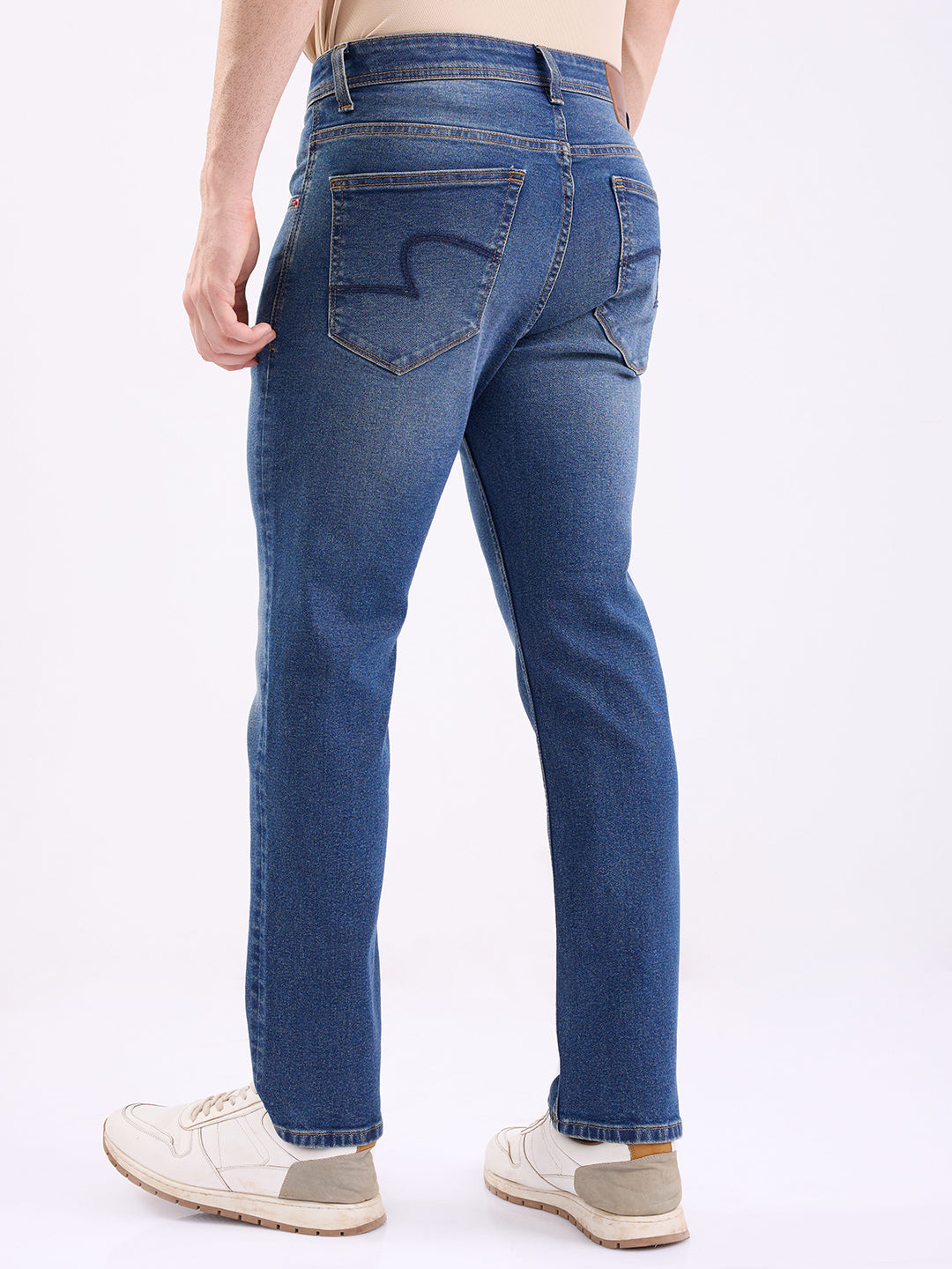 Spykar Vintage Blue Mid Rise Comfort Fit Casual Jeans For Men