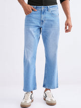 Men Jeans Relaxed Fit Light Blue Mid Rise