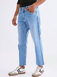 Men Jeans Relaxed Fit Light Blue Mid Rise