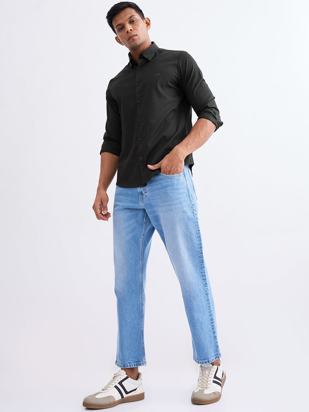 Spykar Light Blue Mid Rise Comfort Fit Casual Jeans For Men