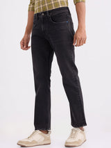 Men Jeans Relaxed Fit Black Mid Rise