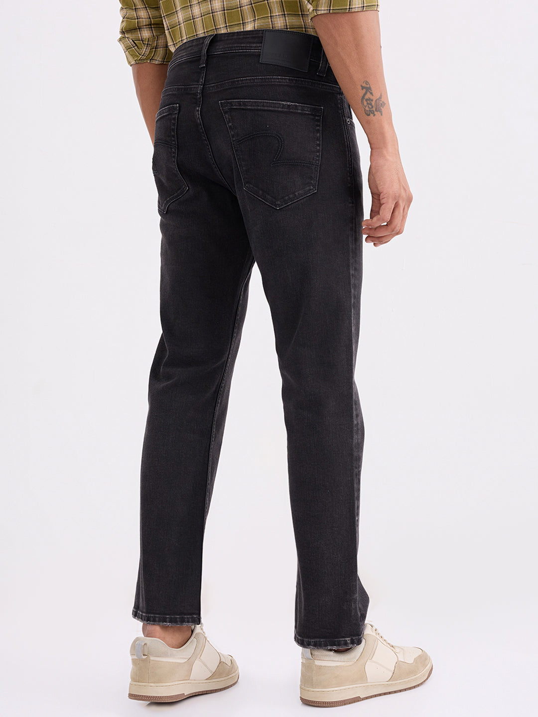 Men Jeans Relaxed Fit Black Mid Rise