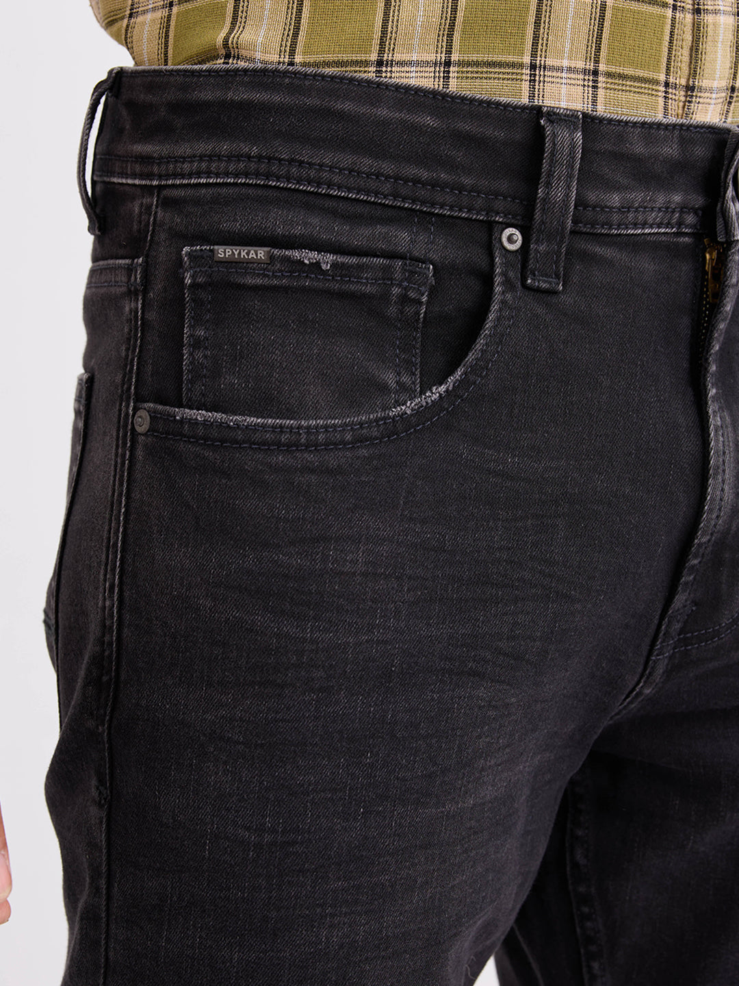 Men Jeans Relaxed Fit Black Mid Rise