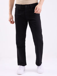 Men Jeans Relaxed Fit Black Mid Rise