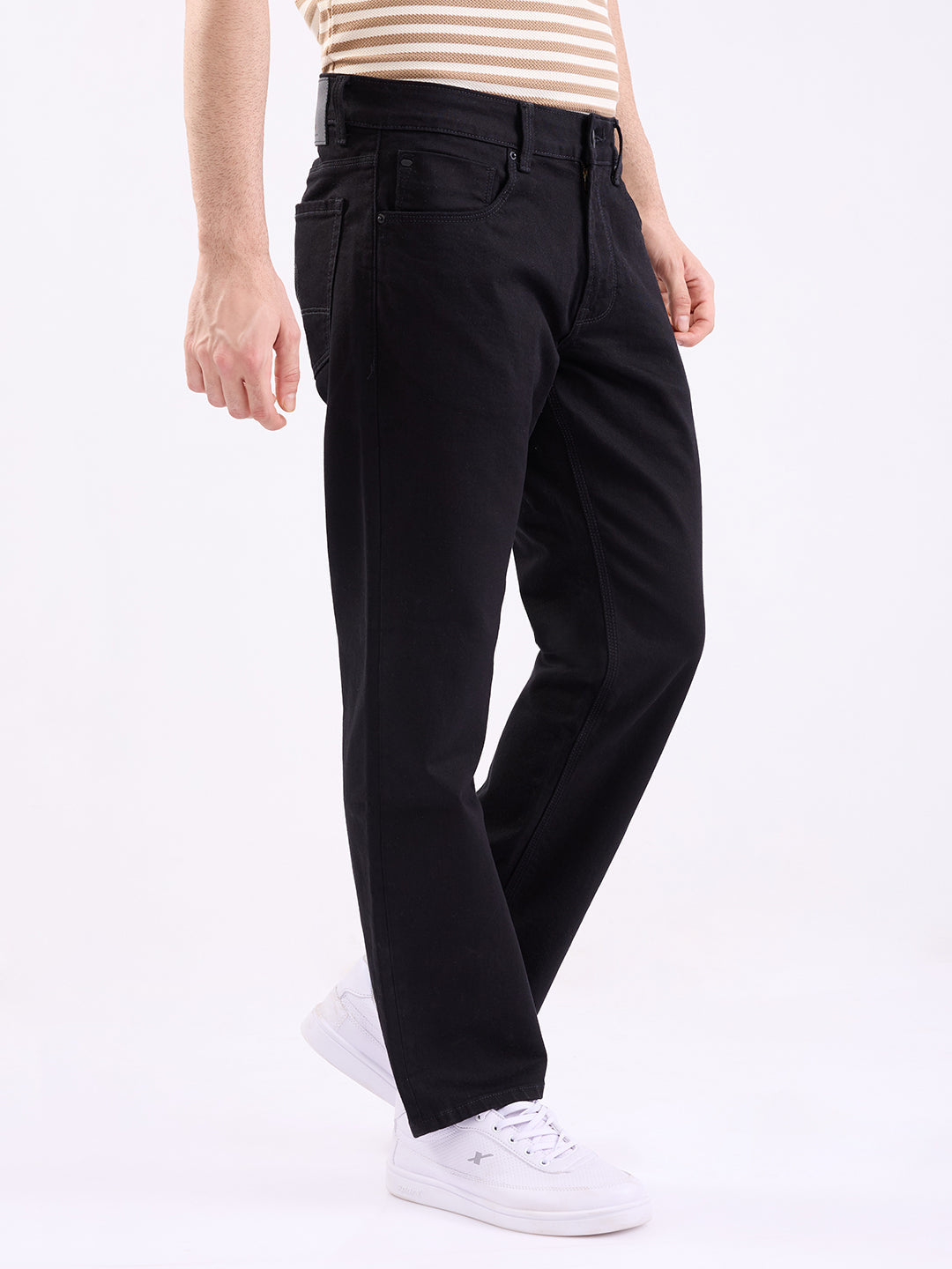 Men Jeans Relaxed Fit Black Mid Rise