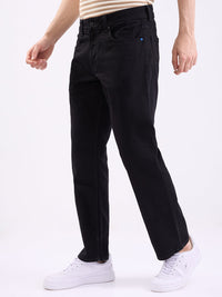 Men Jeans Relaxed Fit Black Mid Rise