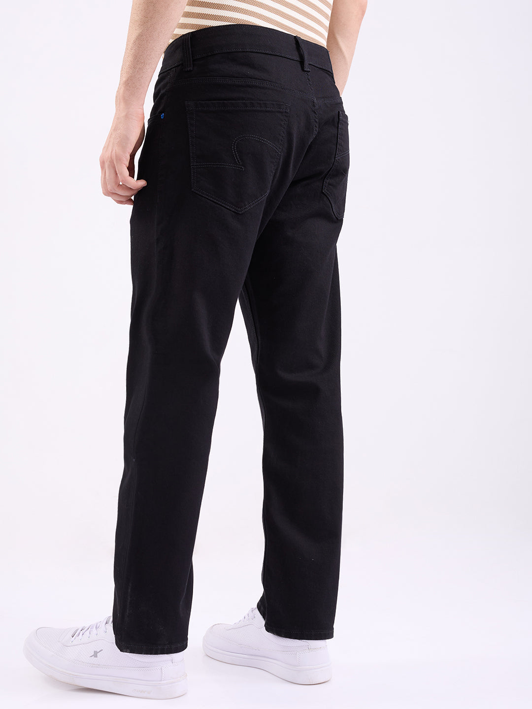Men Jeans Relaxed Fit Black Mid Rise