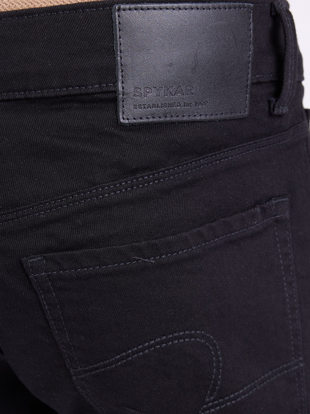 Spykar Black Mid Rise Comfort Fit Casual Jeans For Men
