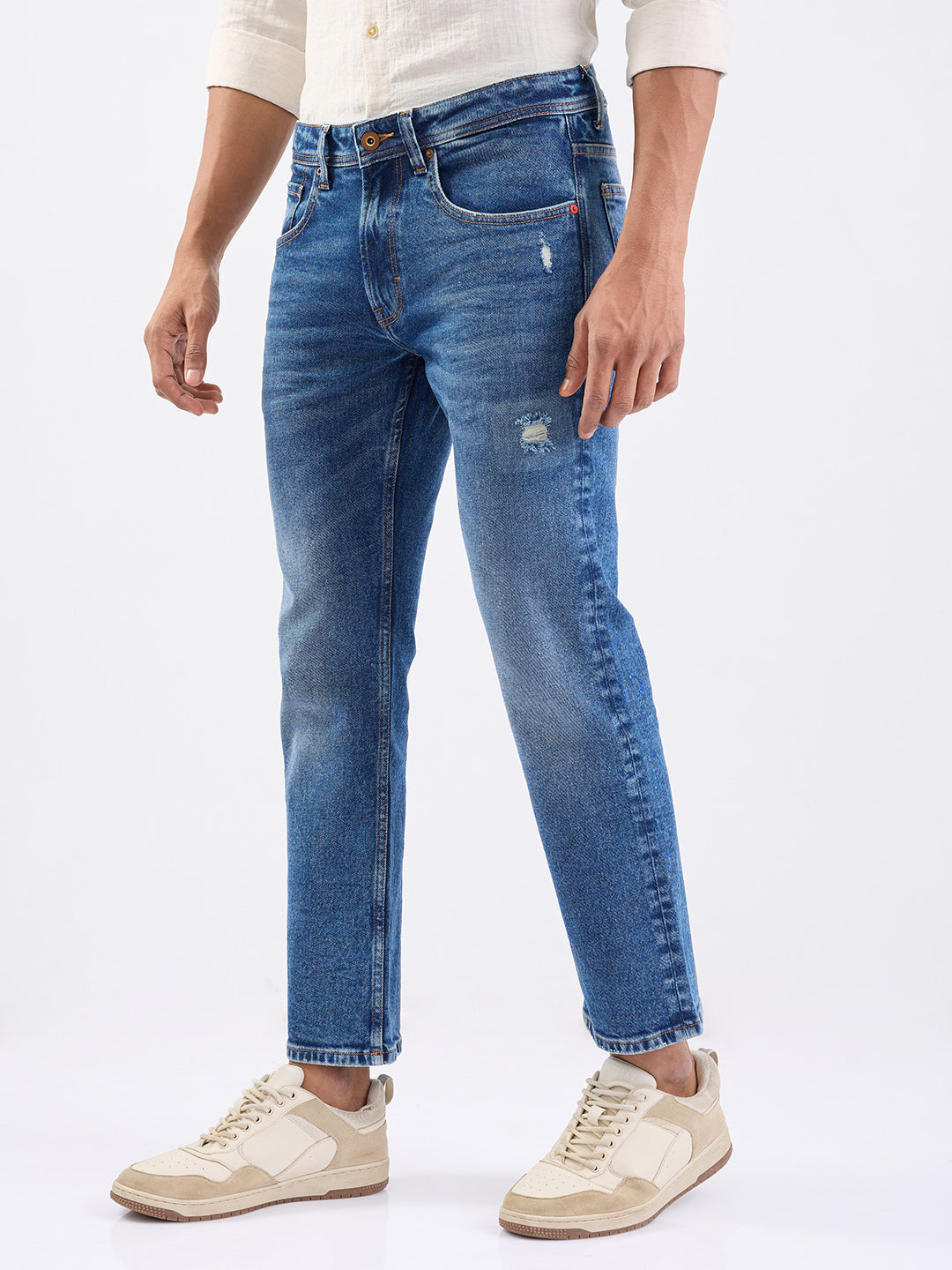 Men Jeans Relaxed Fit Blue Mid Rise
