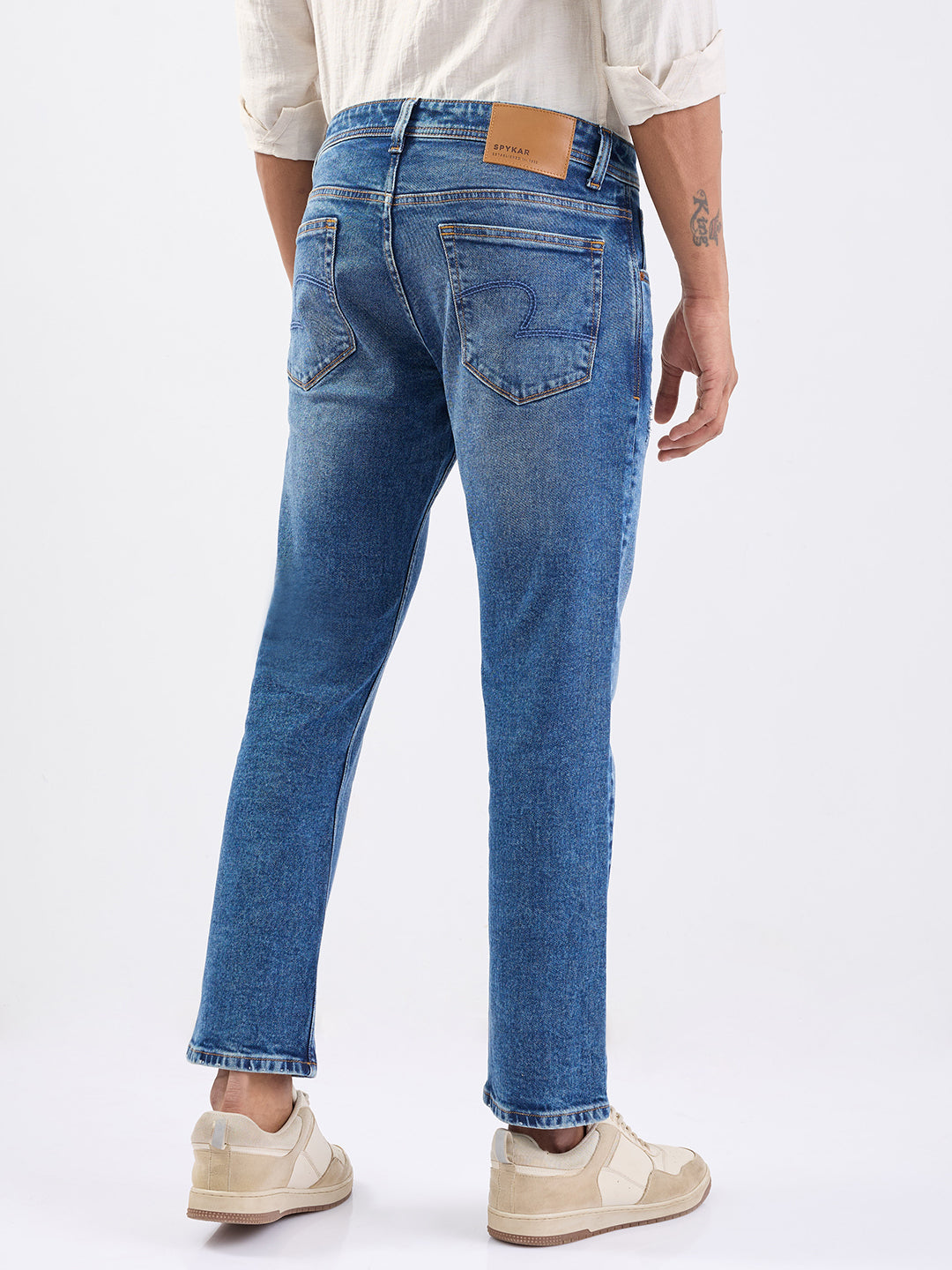 Spykar Mid Blue Mid Rise Comfort Fit Casual Jeans For Men