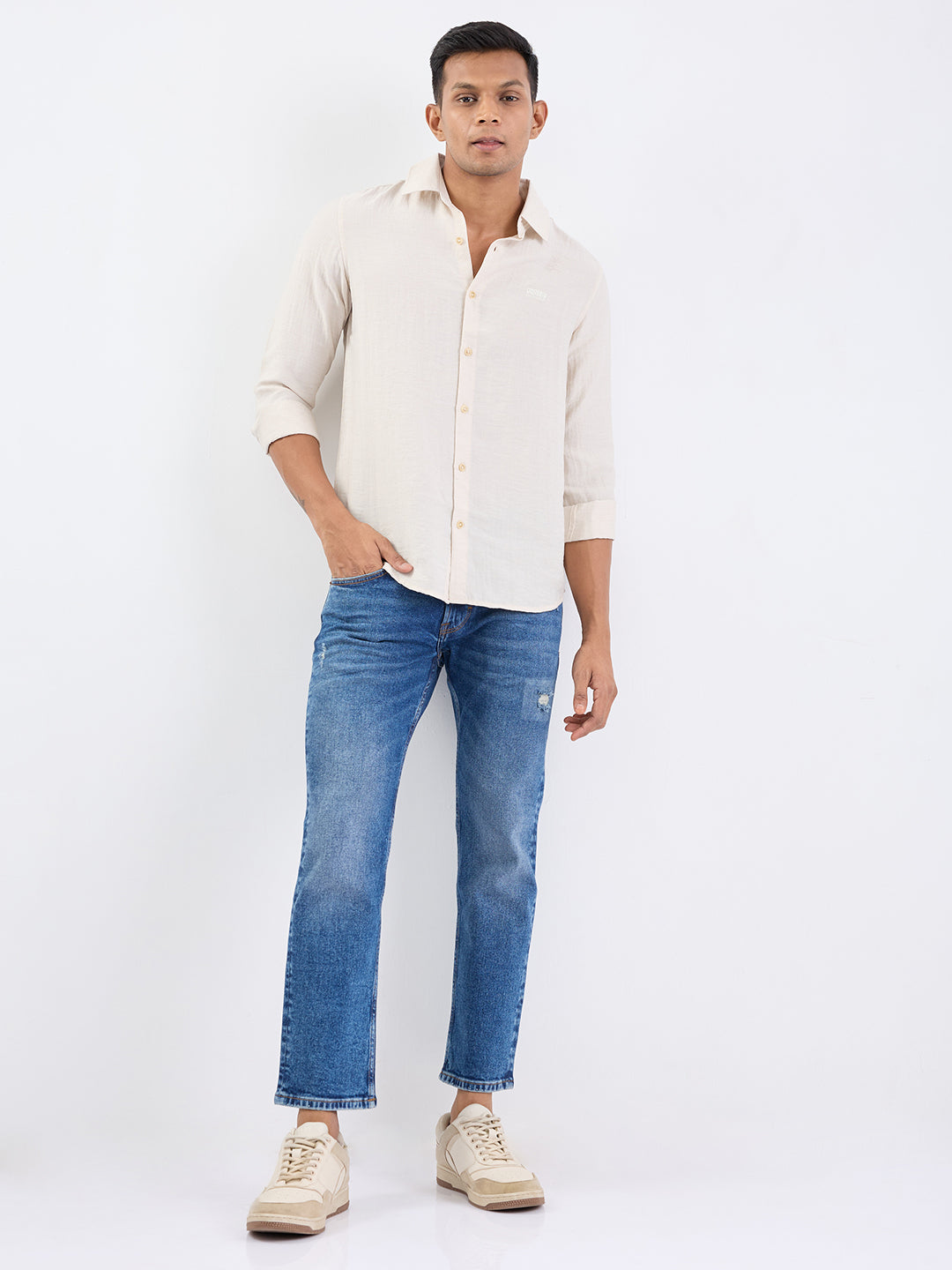 Spykar Mid Blue Mid Rise Comfort Fit Casual Jeans For Men