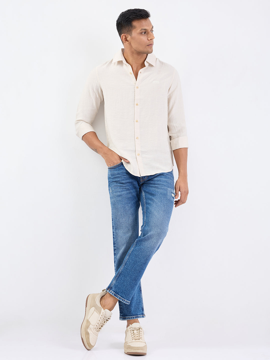 Spykar Mid Blue Mid Rise Comfort Fit Casual Jeans For Men