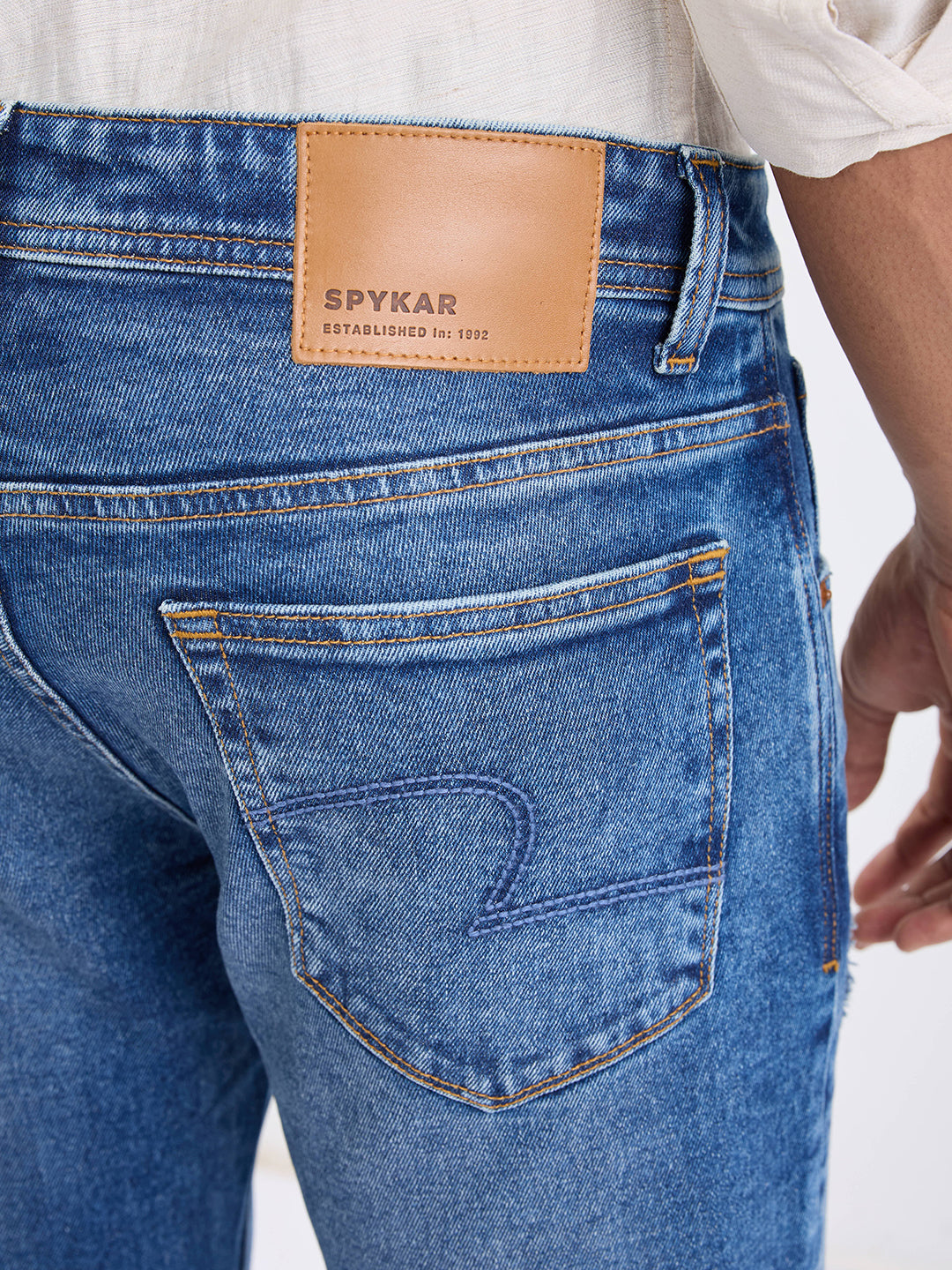 Spykar Mid Blue Mid Rise Comfort Fit Casual Jeans For Men