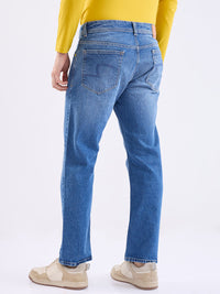 Men Jeans Relaxed Fit Blue Mid Rise