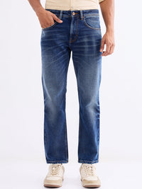 Men Jeans Relaxed Fit Blue Mid Rise