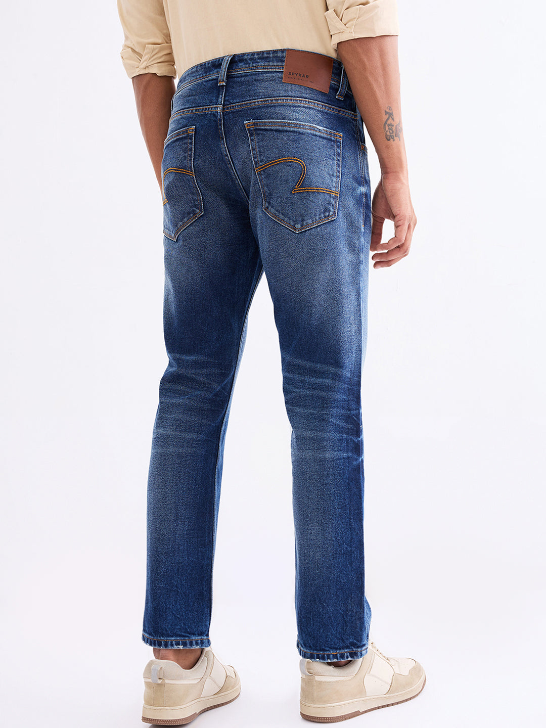 Men Jeans Relaxed Fit Blue Mid Rise