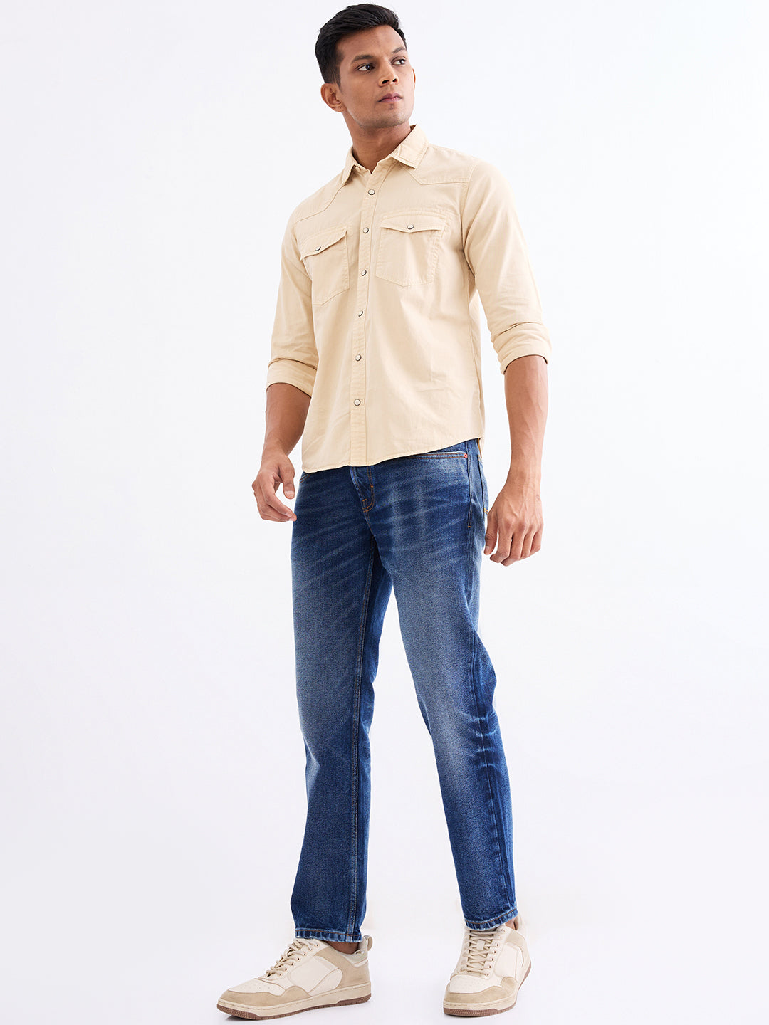 Men Jeans Relaxed Fit Blue Mid Rise