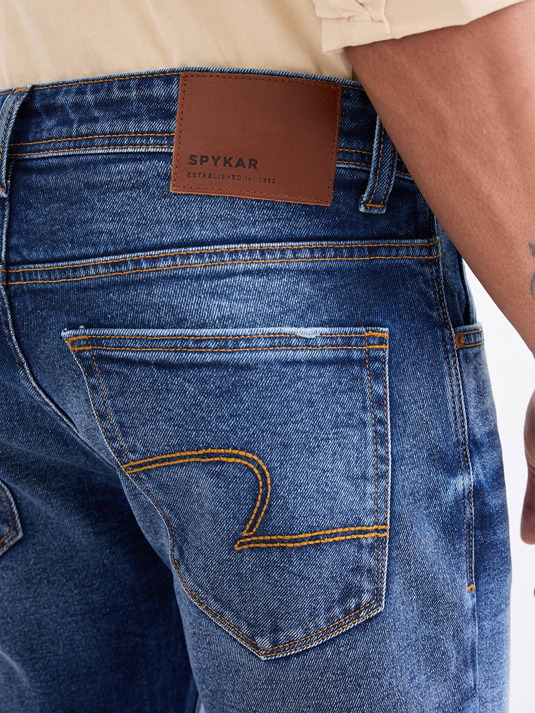 Men Jeans Relaxed Fit Blue Mid Rise