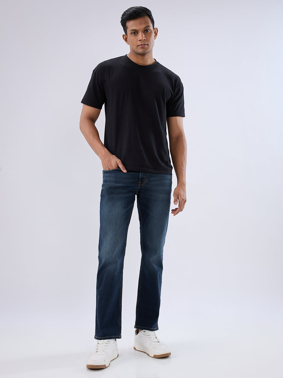 Spykar Vintage Blue Comfort Fit Mid Rise Jeans For Men