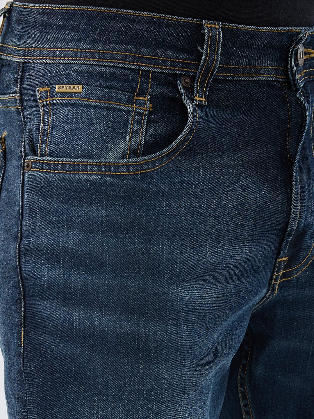 Spykar Vintage Blue Comfort Fit Mid Rise Jeans For Men
