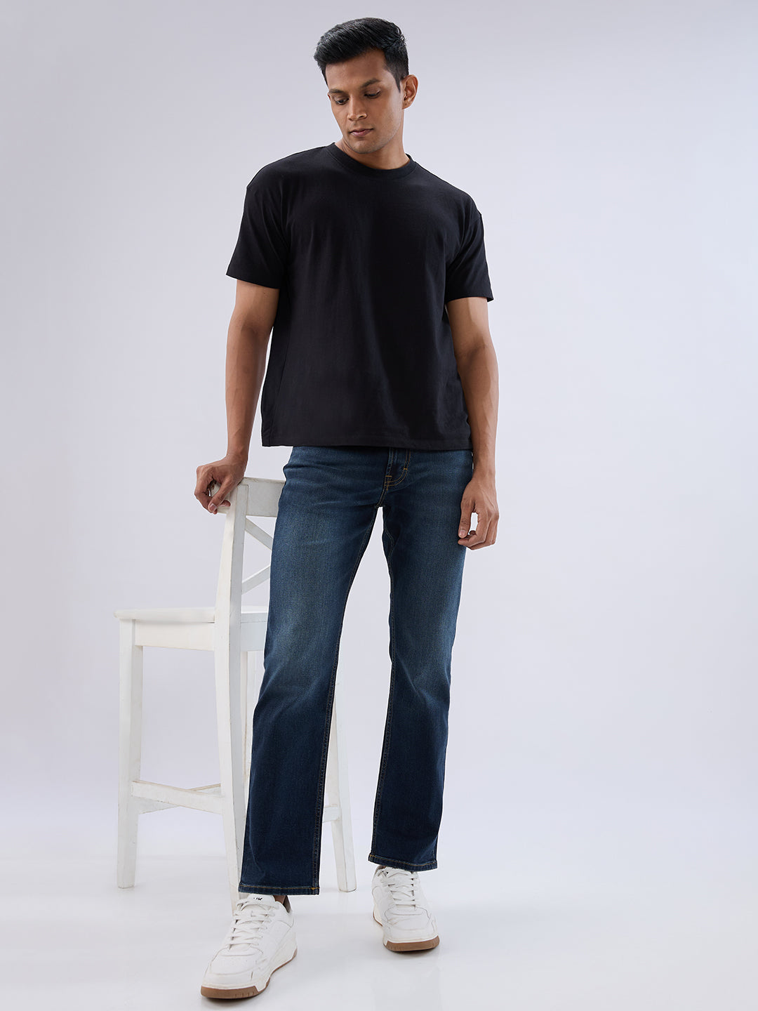 Spykar Vintage Blue Comfort Fit Mid Rise Jeans For Men