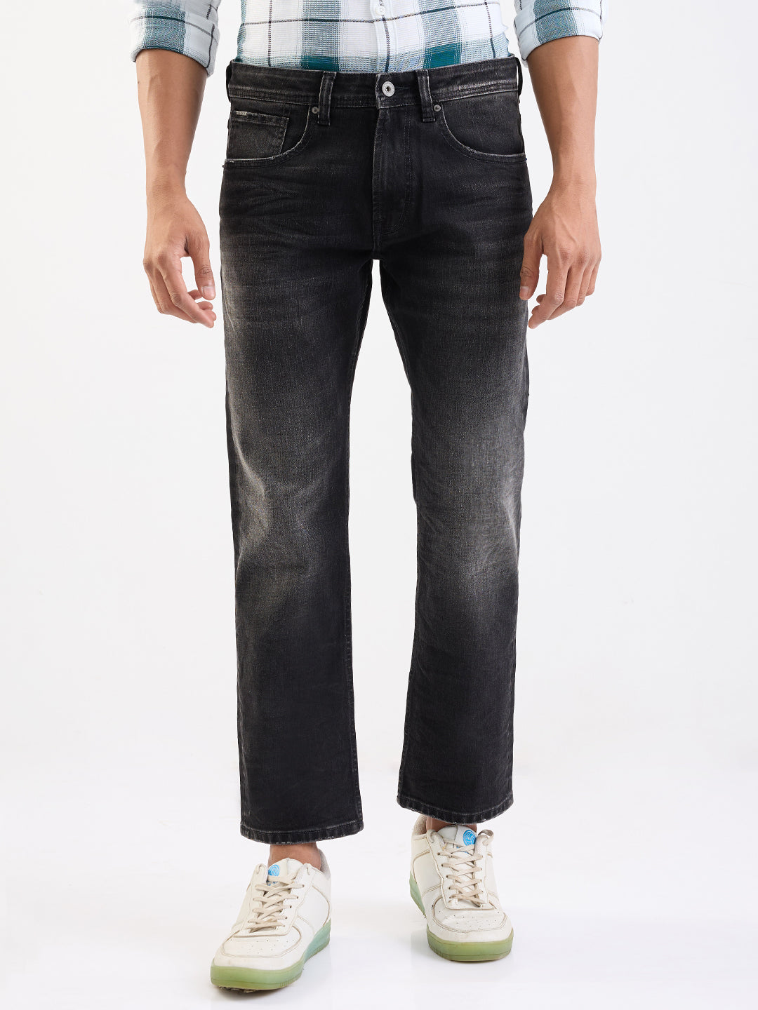 Men Jeans Relaxed Fit Black Mid Rise
