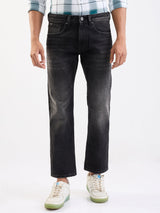 Men Jeans Relaxed Fit Black Mid Rise