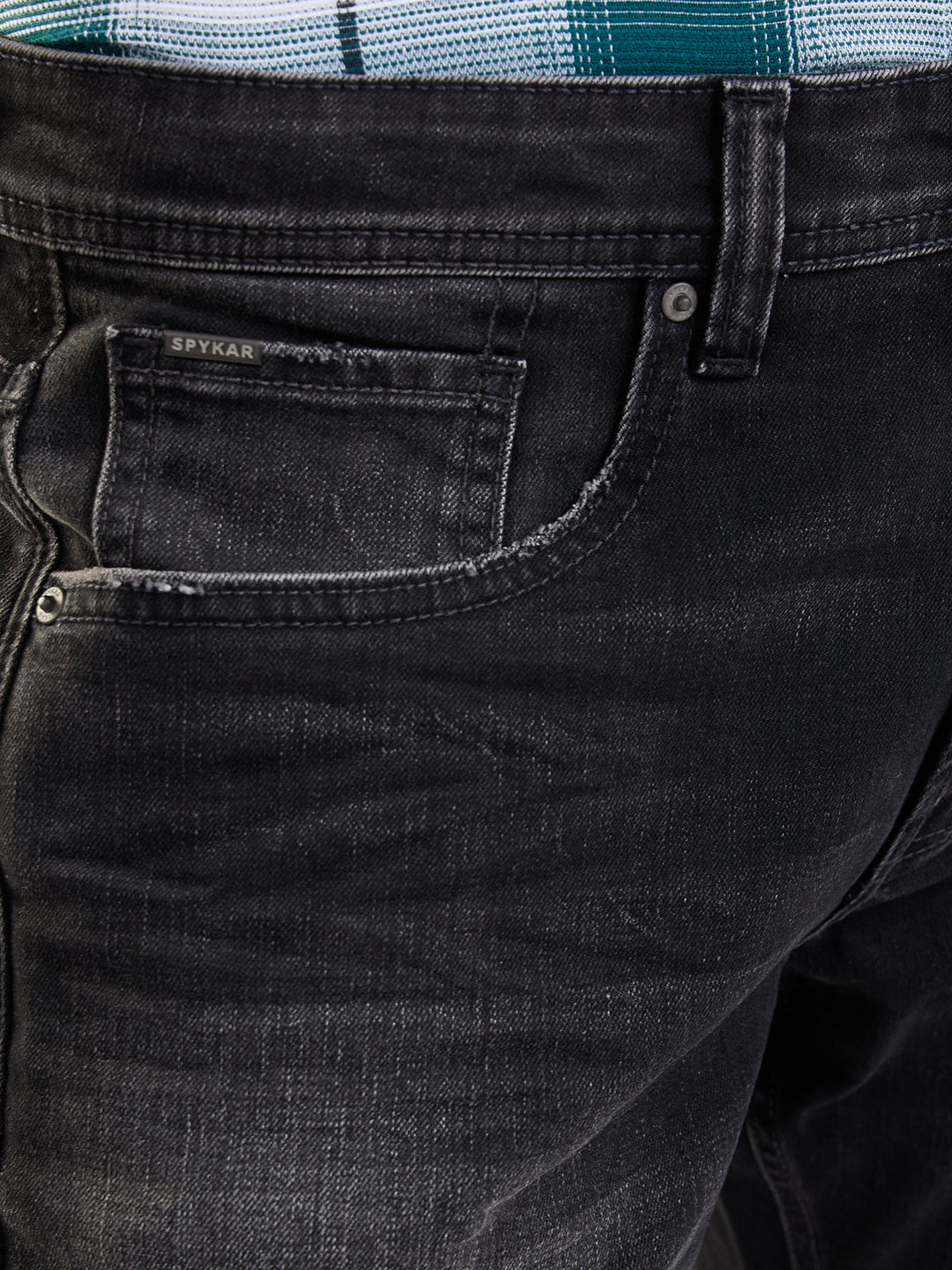 Spykar Carbon Black Mid Rise Comfort Fit Casual Jeans For Men