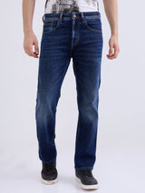 Men Jeans Relaxed Fit Dark Blue Mid Rise