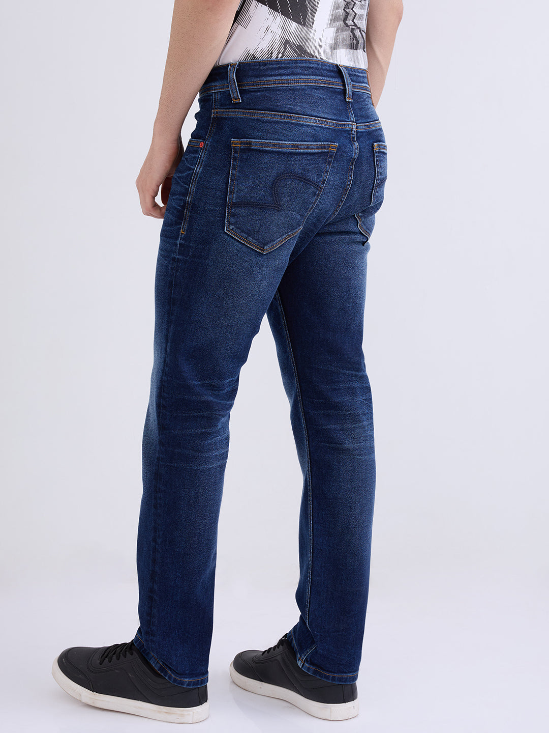 Spykar Dark Blue Mid Rise Comfort Fit Casual Jeans For Men