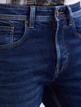 Men Jeans Relaxed Fit Dark Blue Mid Rise