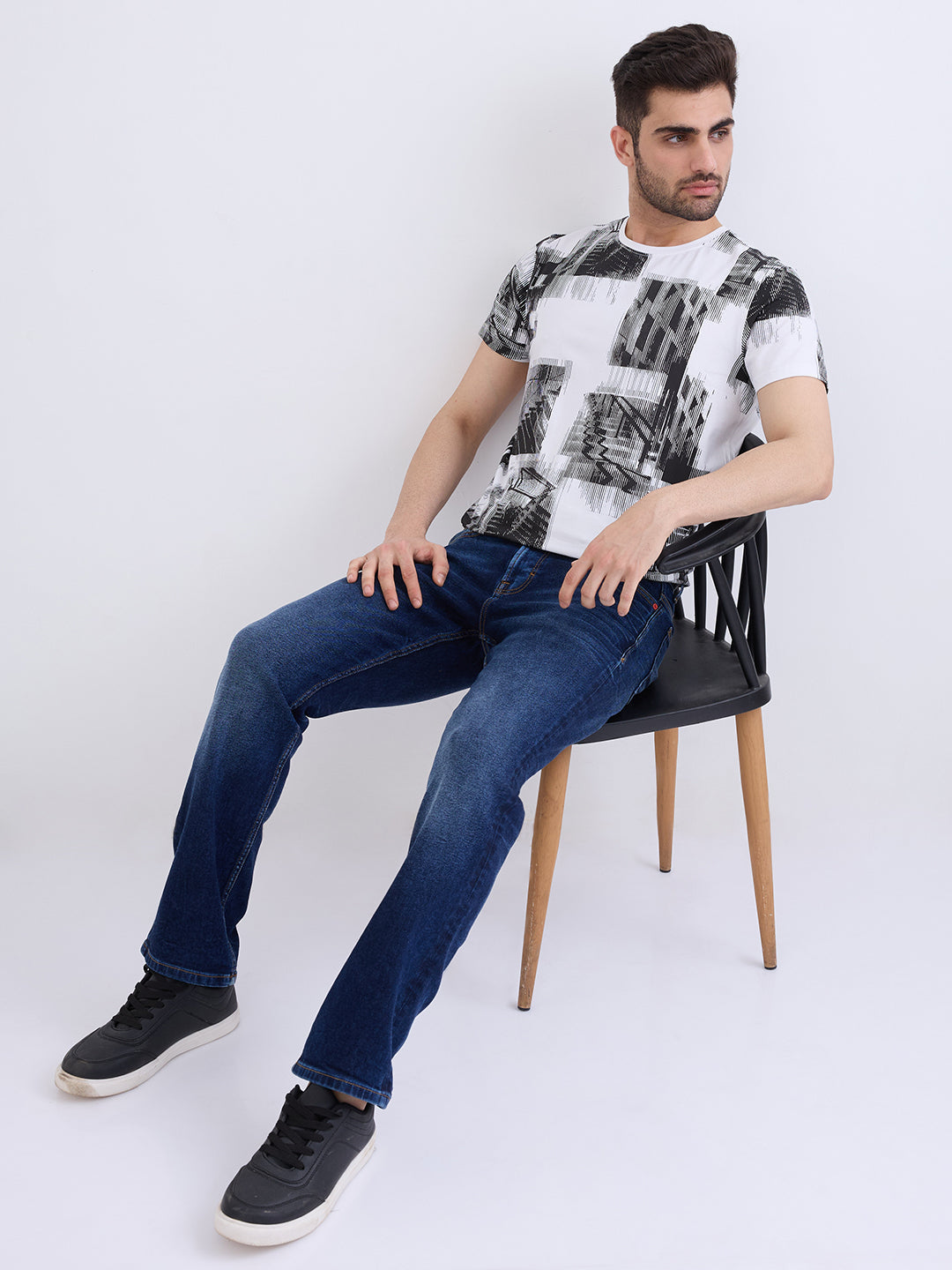 Men Jeans Relaxed Fit Dark Blue Mid Rise