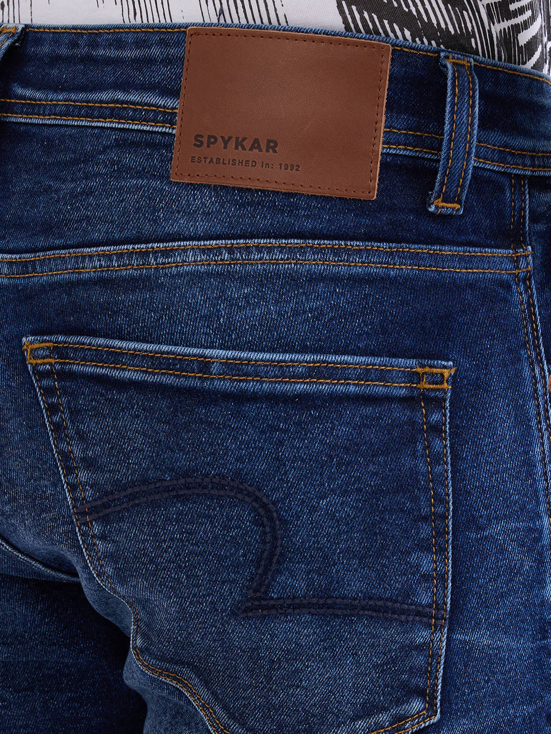 Spykar Dark Blue Mid Rise Comfort Fit Casual Jeans For Men