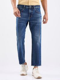 Men Jeans Relaxed Fit Dark Blue Mid Rise