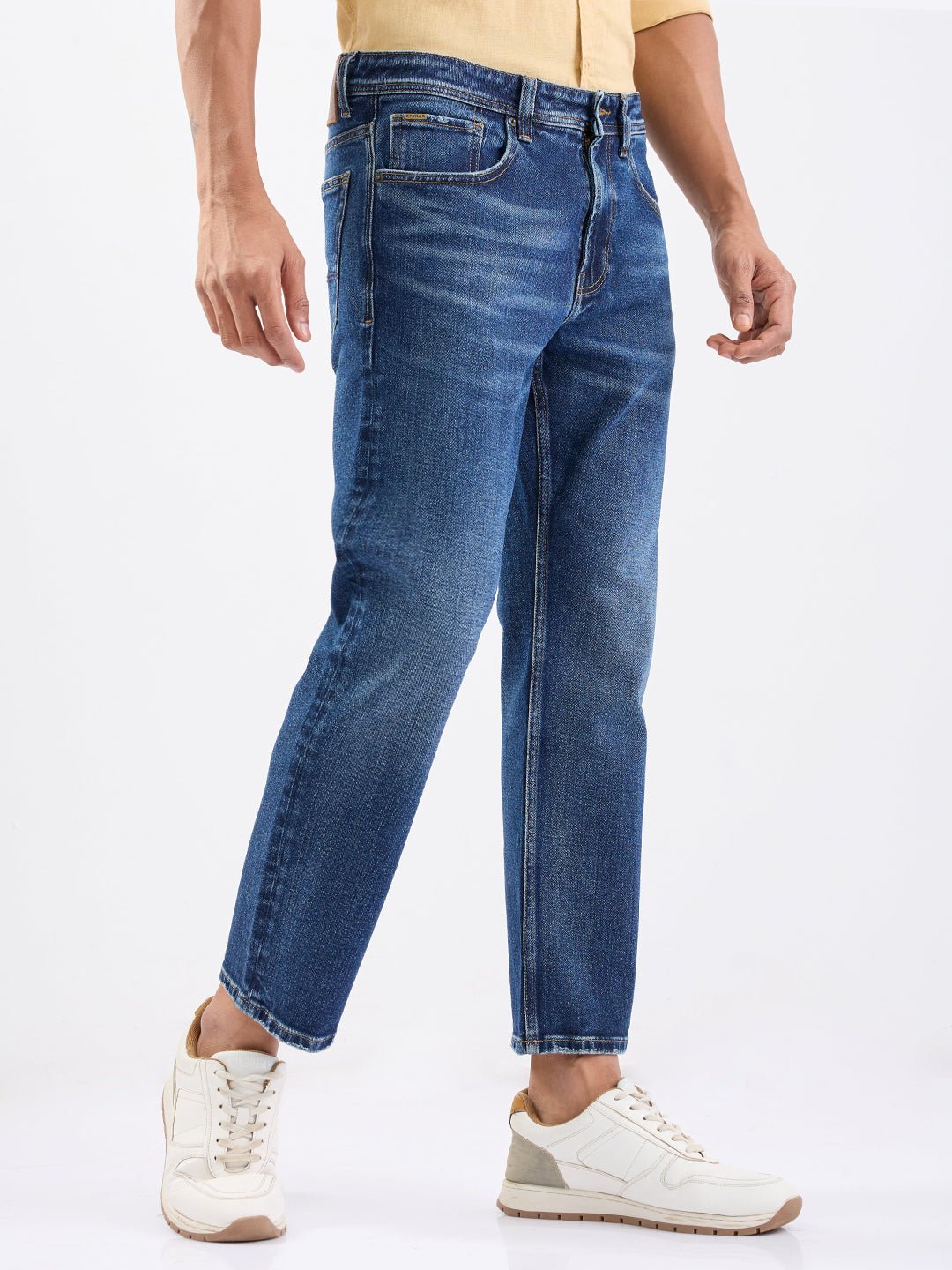 Men Jeans Relaxed Fit Dark Blue Mid Rise