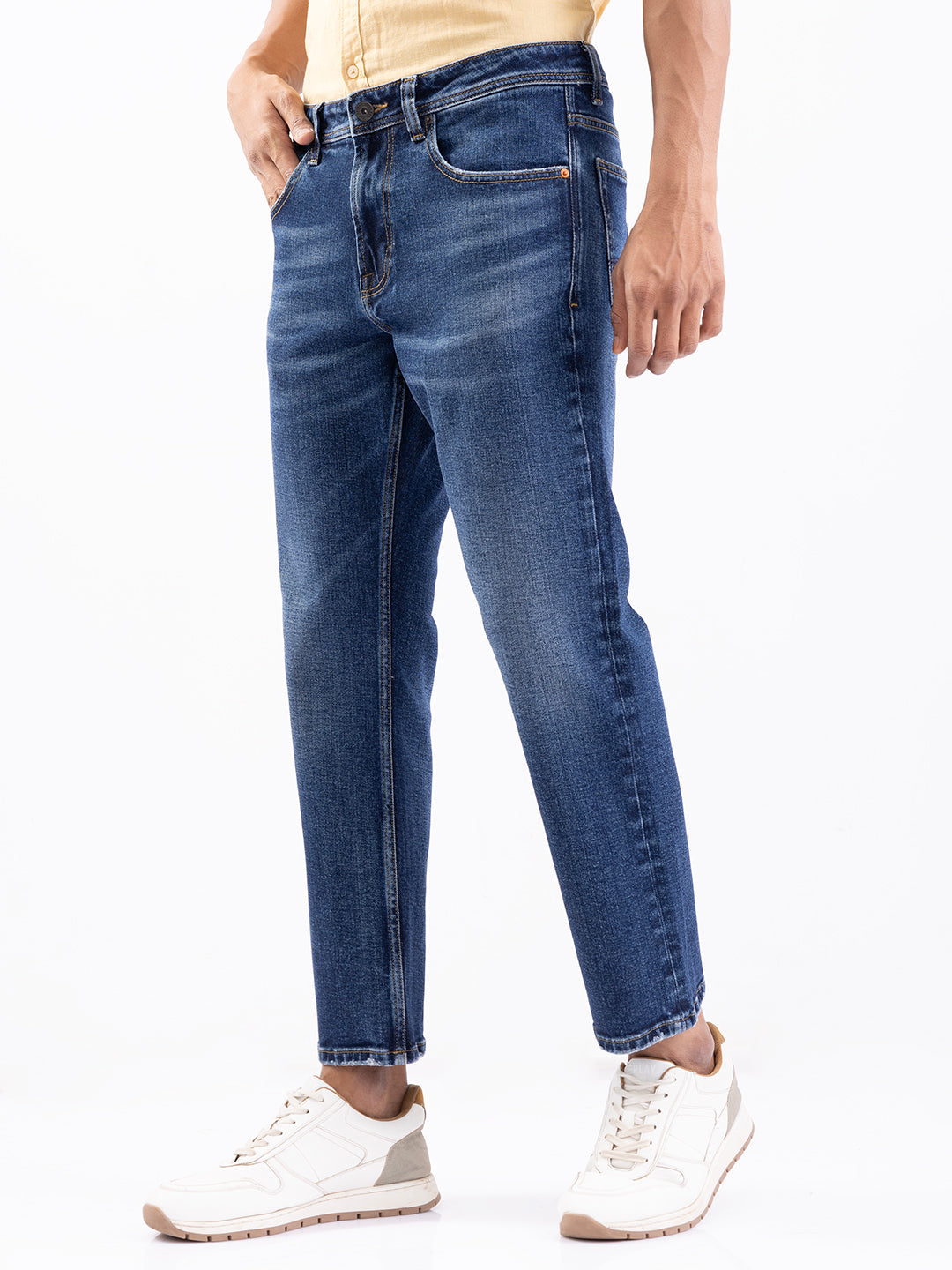 Men Jeans Relaxed Fit Dark Blue Mid Rise