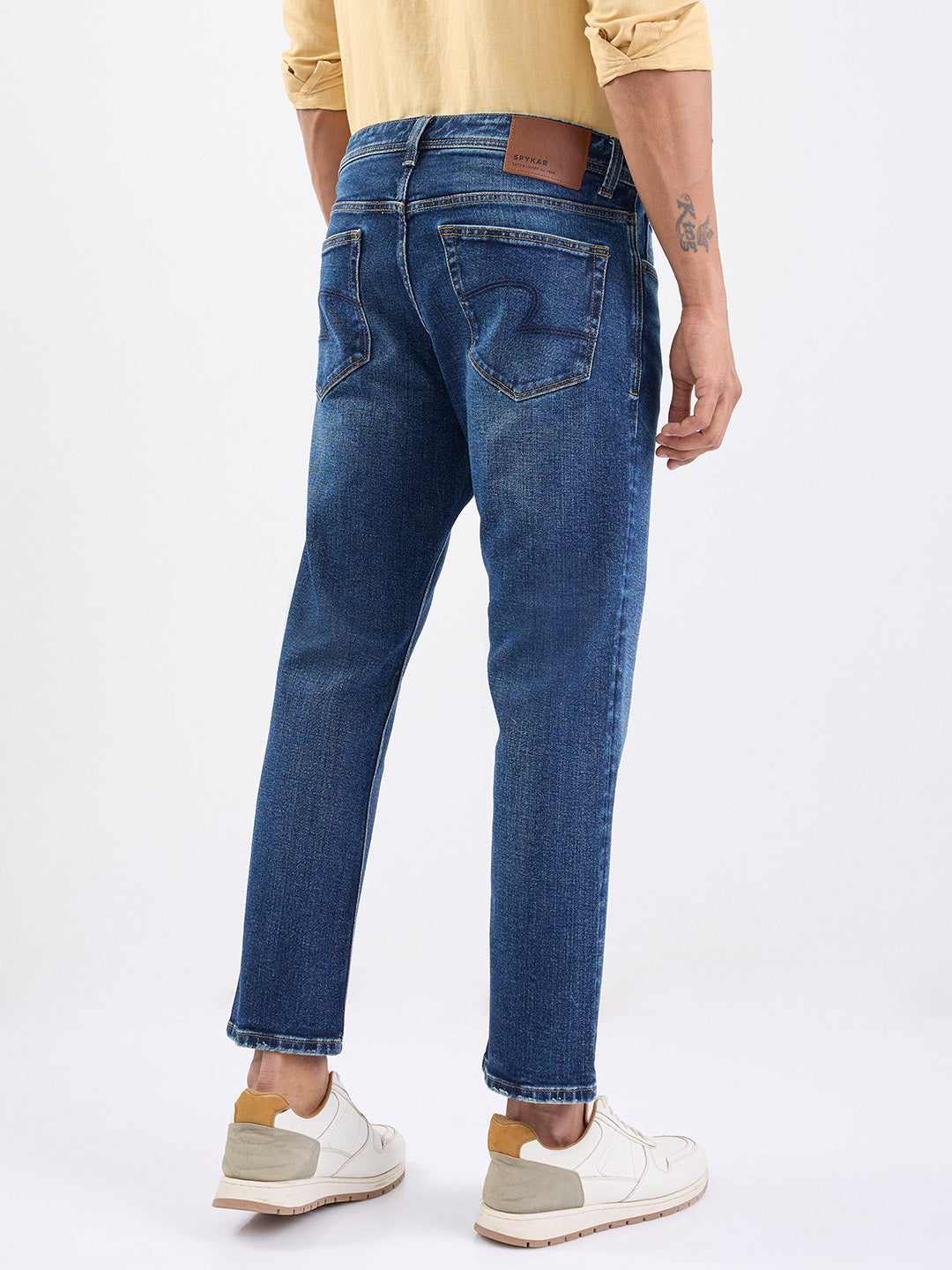 Spykar Dark Blue Mid Rise Comfort Fit Casual Jeans For Men