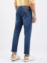 Men Jeans Relaxed Fit Dark Blue Mid Rise