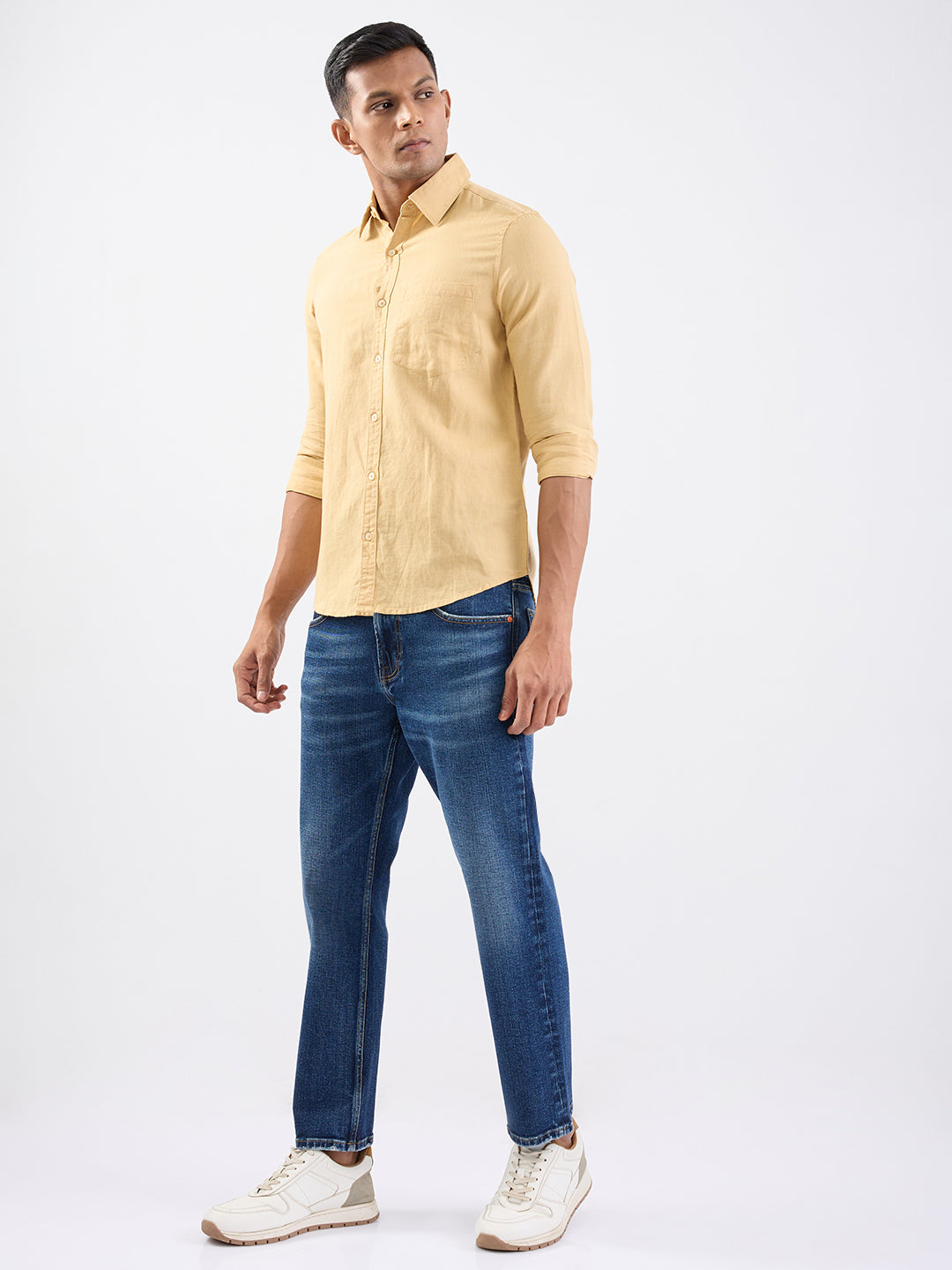 Men Jeans Relaxed Fit Dark Blue Mid Rise
