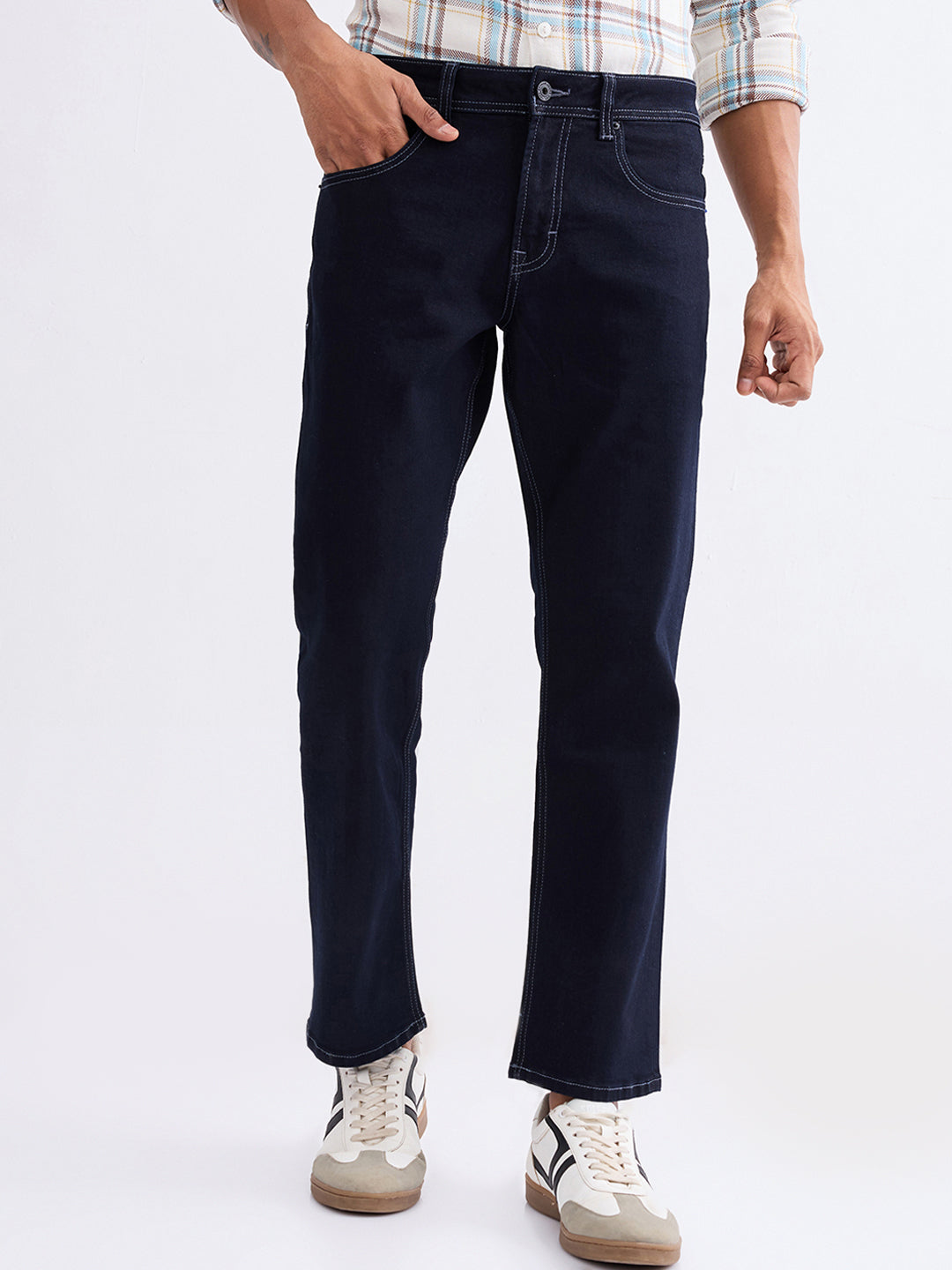 Men Jeans Relaxed Fit Blue Mid Rise