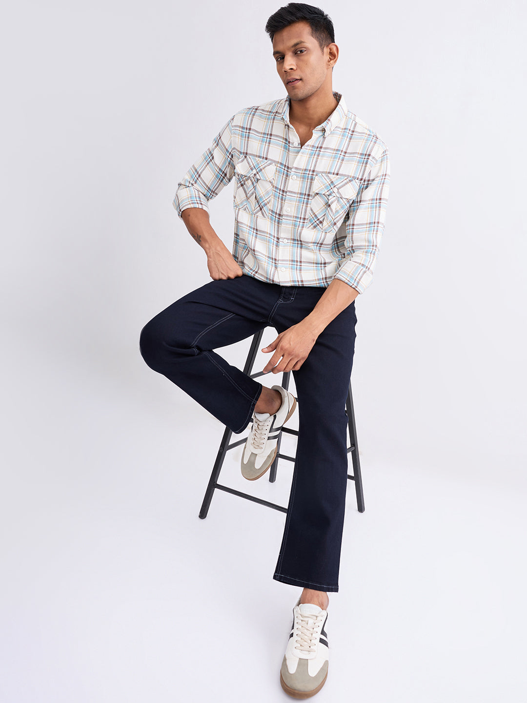 Men Jeans Relaxed Fit Blue Mid Rise
