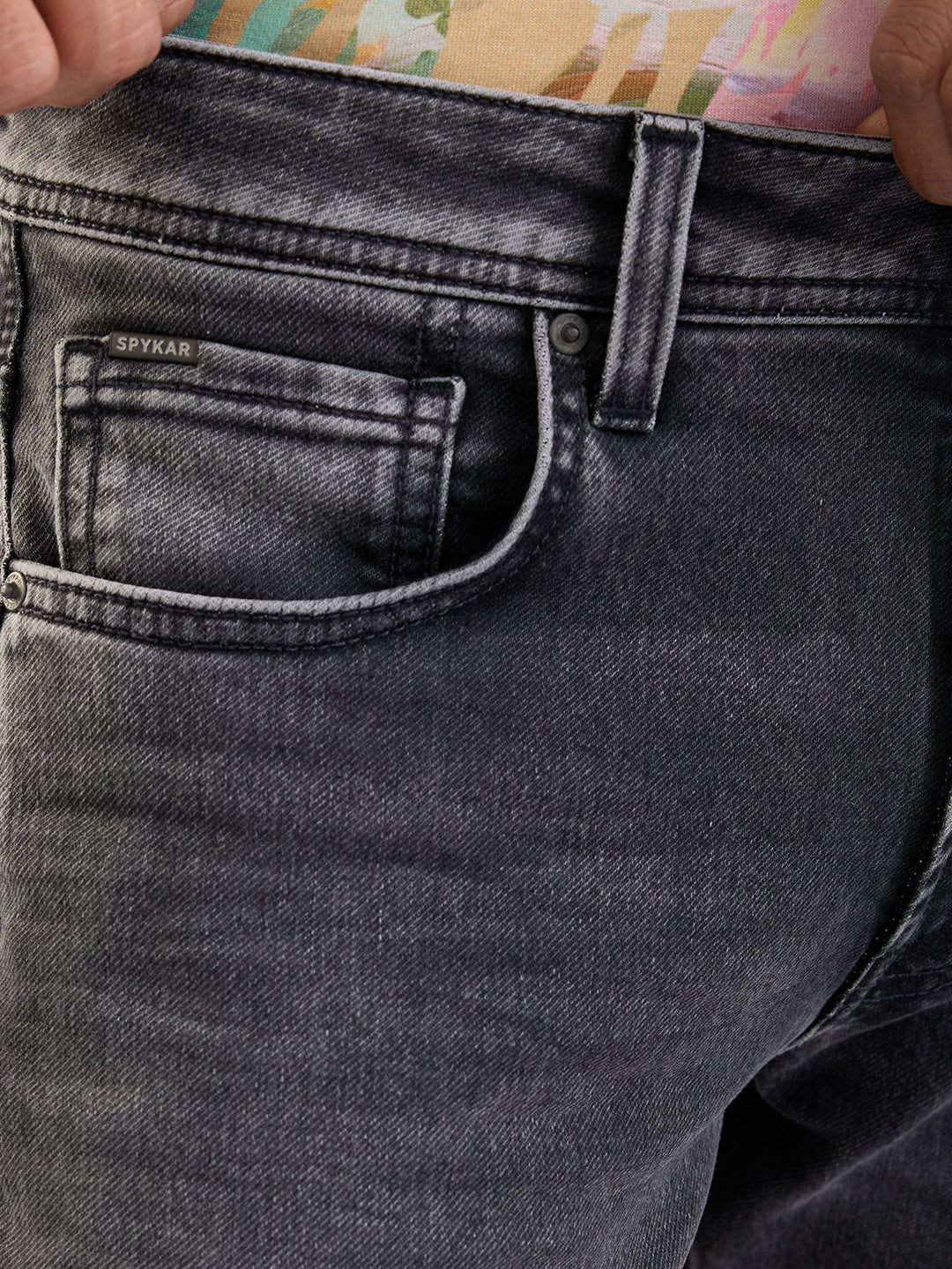 Spykar Charcoal Black Mid Rise Comfort Fit Casual Jeans For Men