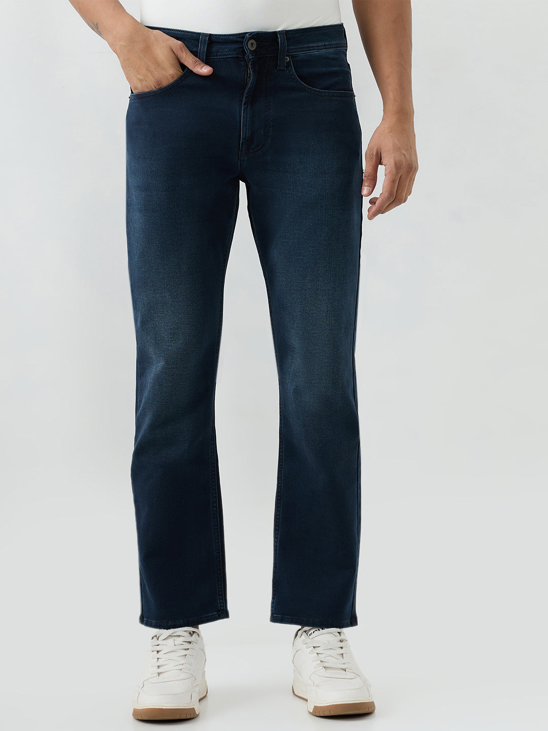 Spykar Dark Blue Comfort Fit Mid Rise Jeans For Men