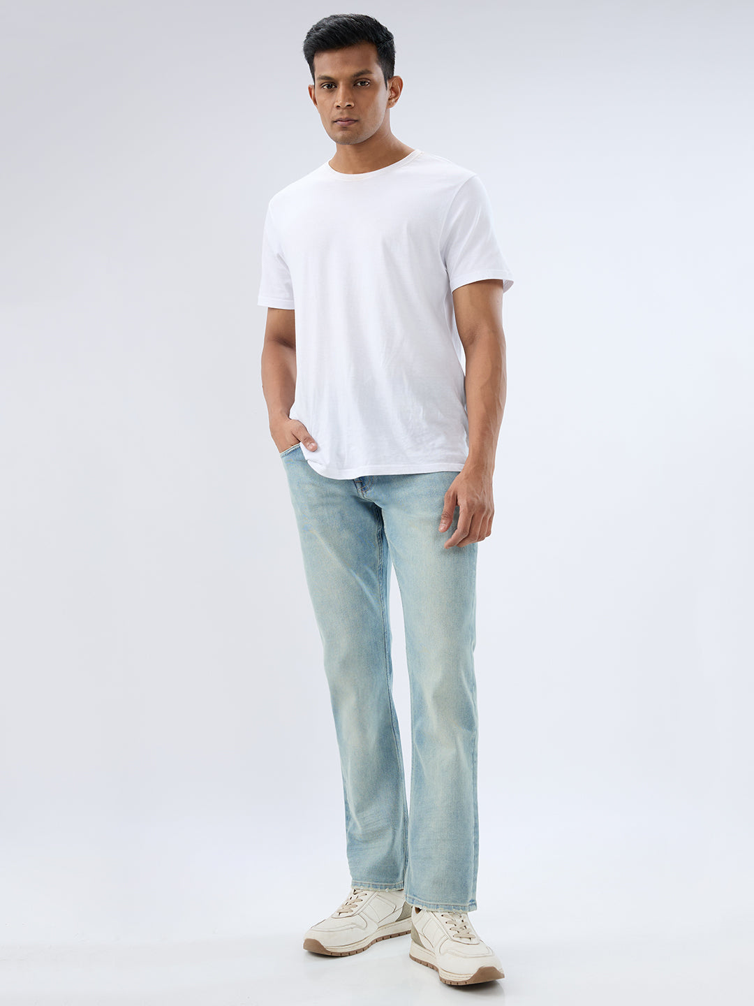 Spykar Vintage Blue Comfort Fit Mid Rise Jeans For Men