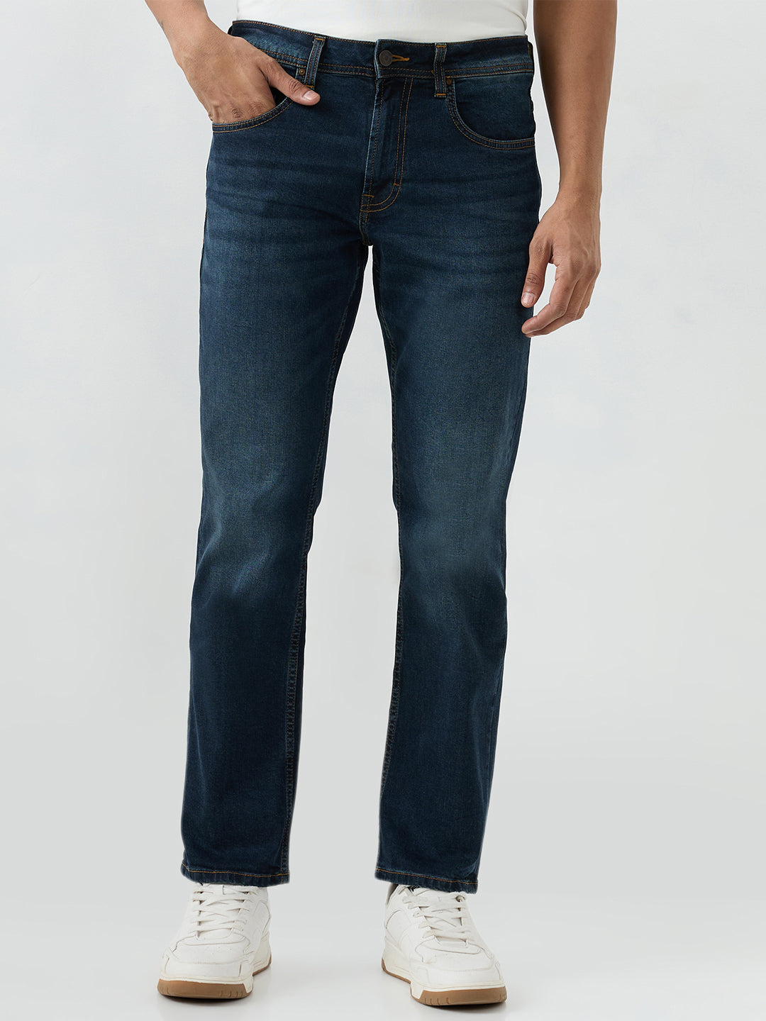 Men Jeans Comfort Fit Blue Mid Rise