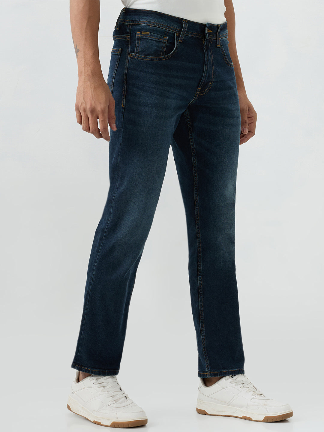 Men Jeans Comfort Fit Blue Mid Rise